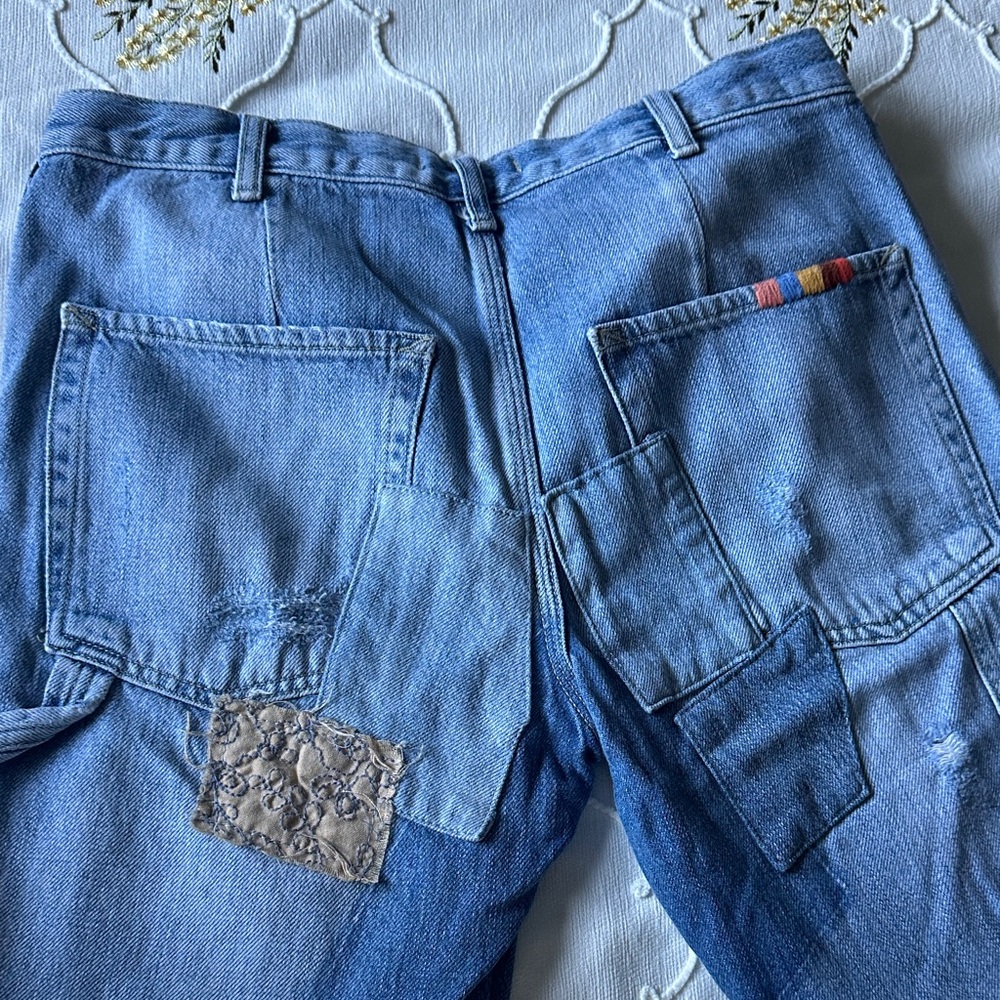 Free People We The Free Patchwork Denim Distressed Patchwork Jeans - Picture 7 of 9